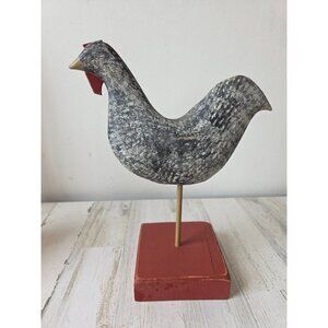 Wooden rooster‎ chicken statue David Rhonda Jack vintage farm country chic